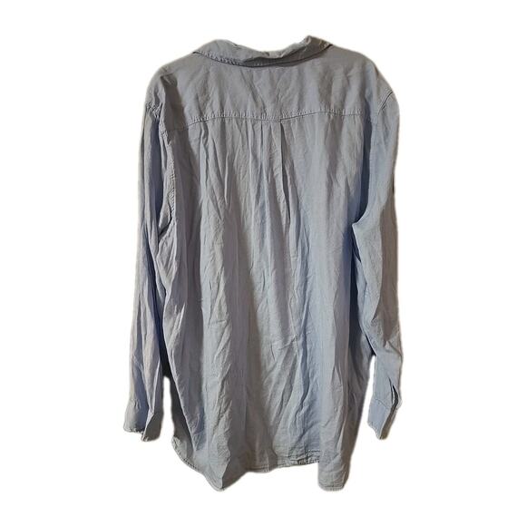 NWT Goodthreads Blue Pocket Long Sleeve Tunic Swiss Dot Button Down Top Woman 2X - Picture 2 of 6